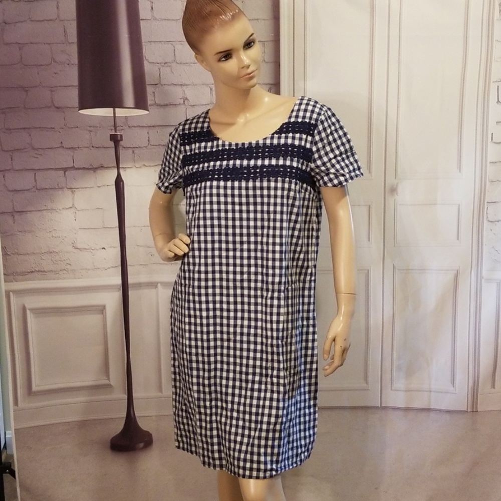 Doe & Rae blue & white Gingham picnic dress sz med